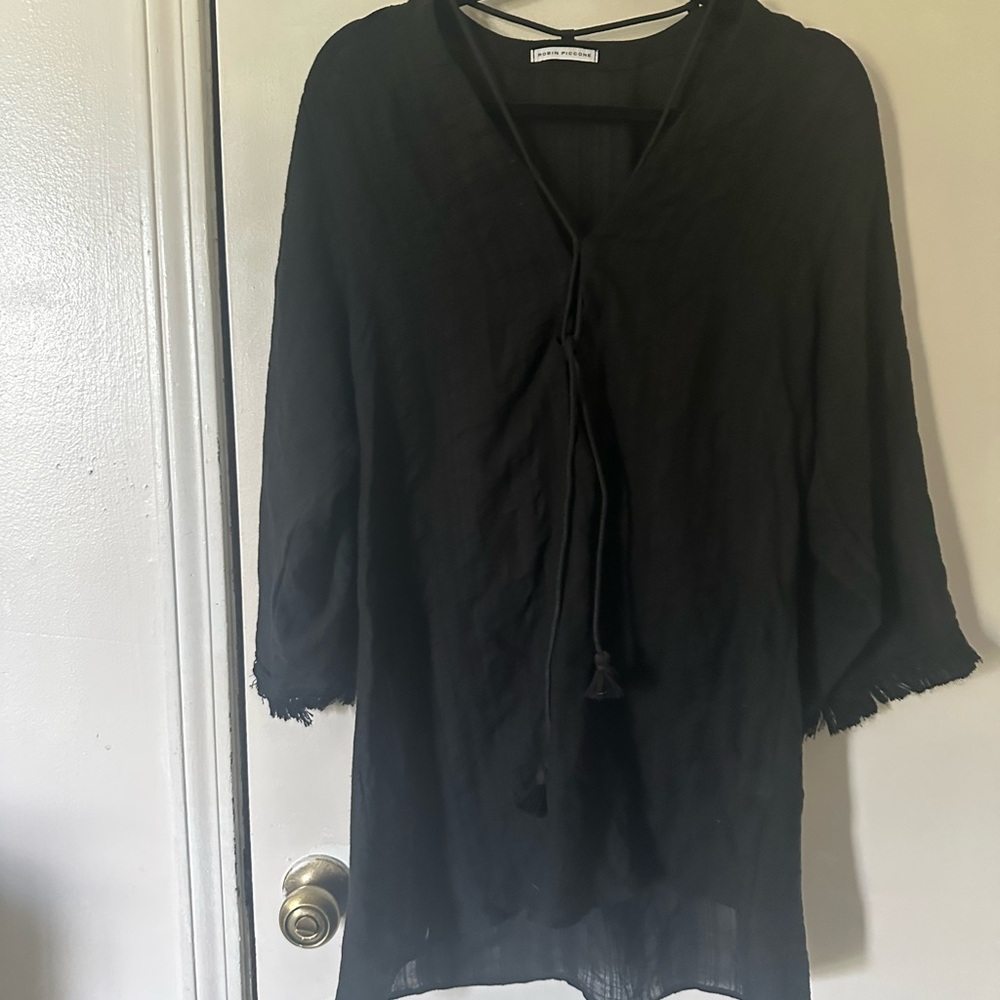 Robin Piccone Black 3/4 Sleeve Tunic with Tie Front